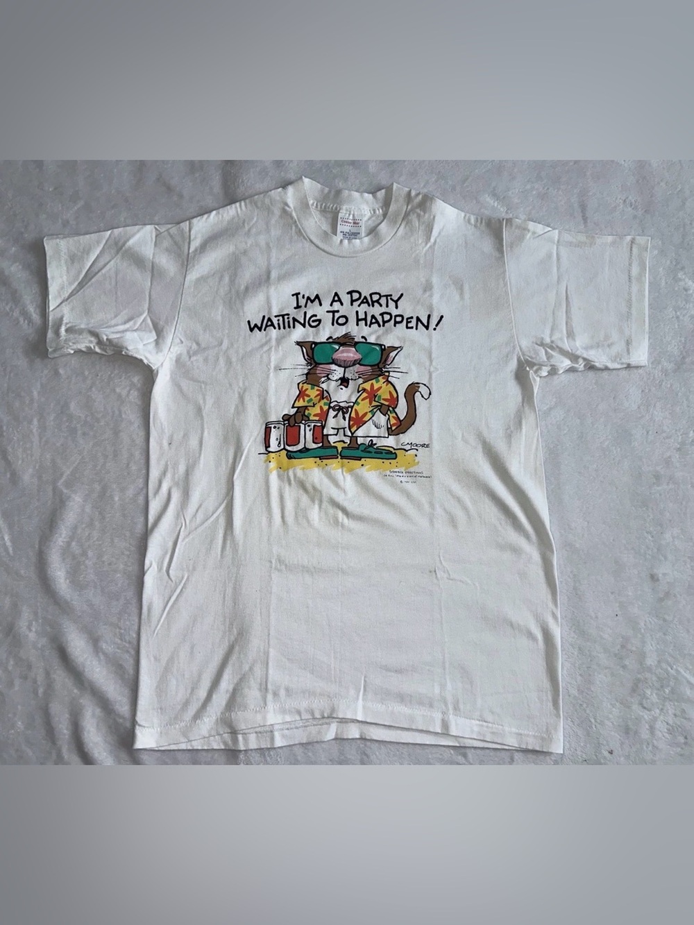 Vintage Party Animal 90s Retro Center Star Far Side Comic T Shirt Large L